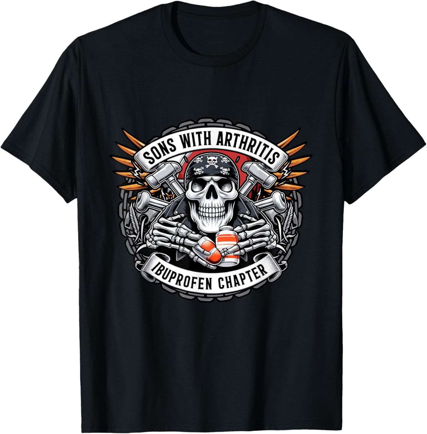 Söhne mit Arthritis Ibuprofen Chapter Biker Skull Halloween T-Shirt - T-Shirt | Black