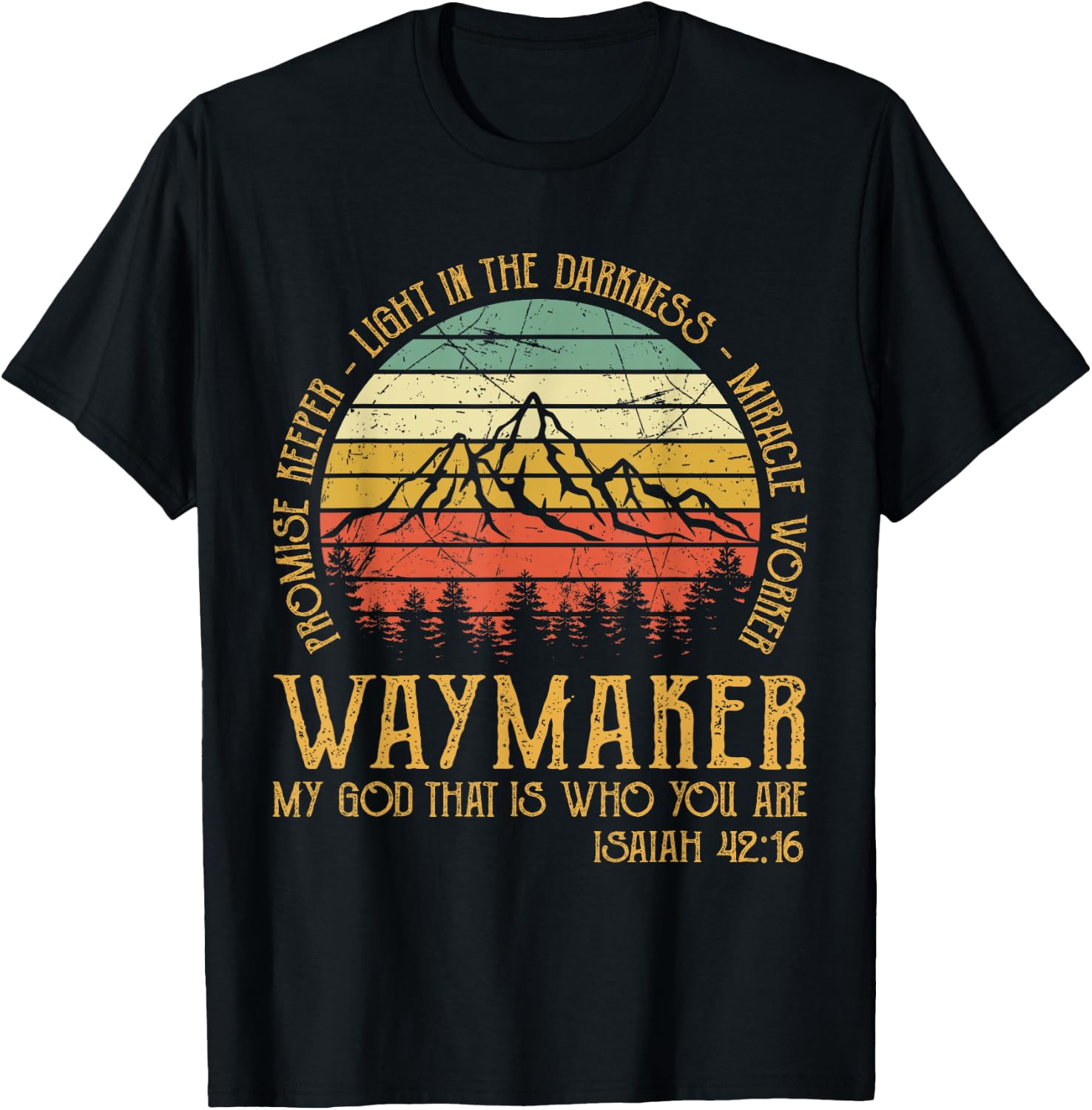 Waymaker Miracle Worker Promise Keeper Christian T-Shirt - T-Shirt | Black