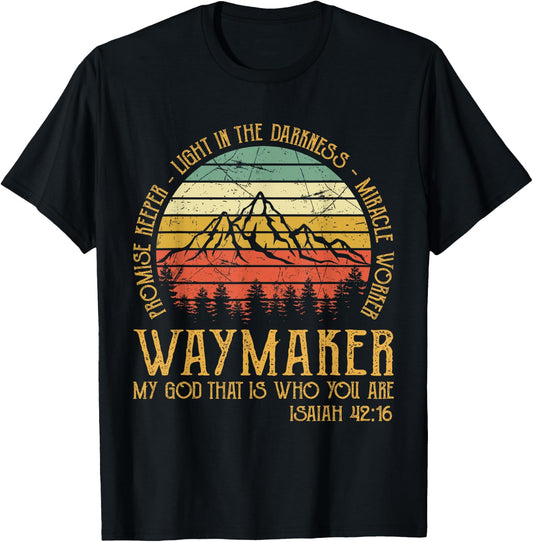 Waymaker Miracle Worker Promise Keeper Christian T-Shirt - T-Shirt | Black