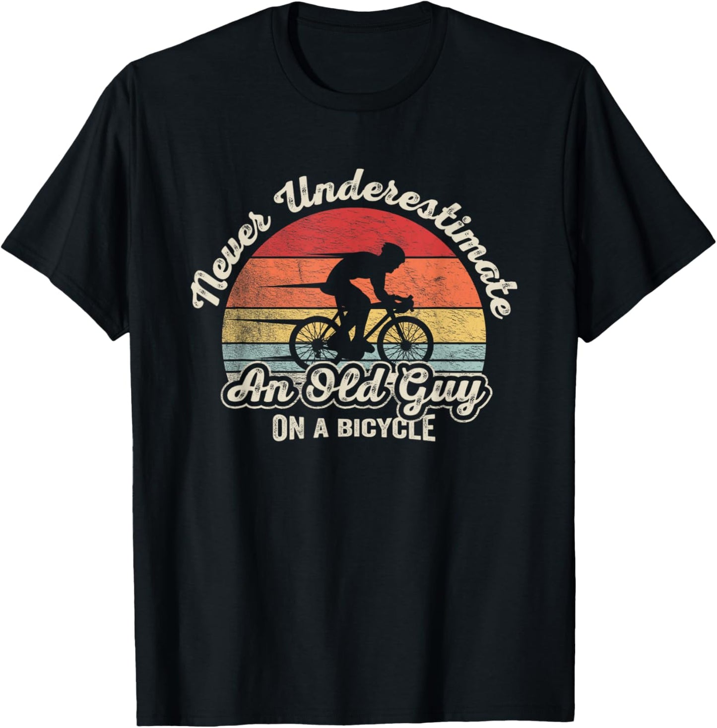 Retro Vintage Never Underestimate An Old Guy On A Bicycle T-Shirt - T-Shirt | Black