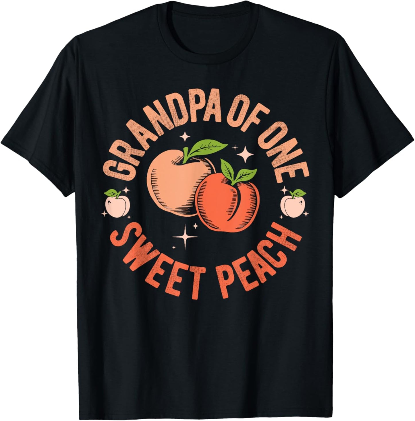 Grandpa First Birthday One Sweet Peach Bday Family Matching T-Shirt - T-Shirt | Black