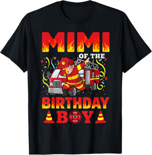 Mimi Of The Birthday Boy Fire Truck Firefighter Boys T-Shirt - T-Shirt | Black