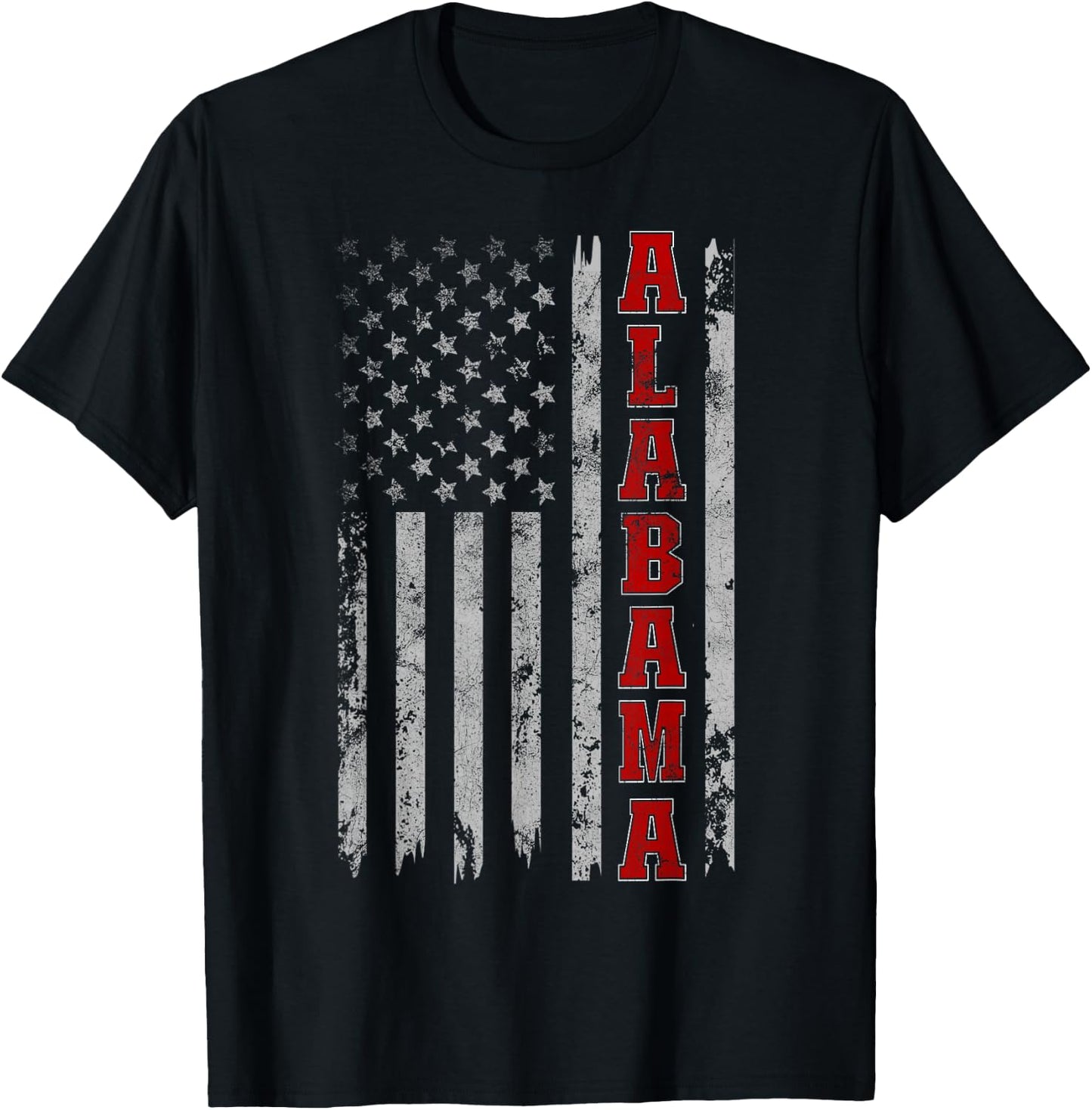 Alabama - Vintage Patriotic USA Flag Football Season T-Shirt - T-Shirt | Black