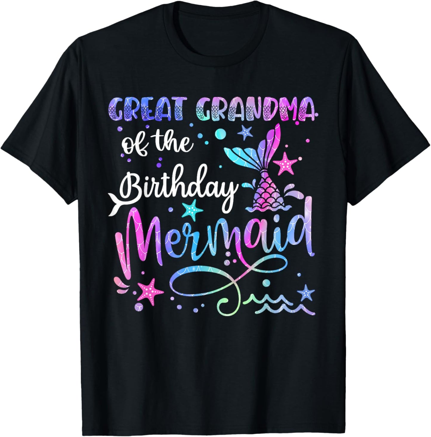 Great Grandma Of The Birthday Mermaid Matching Family mom T-Shirt - T-Shirt | Black