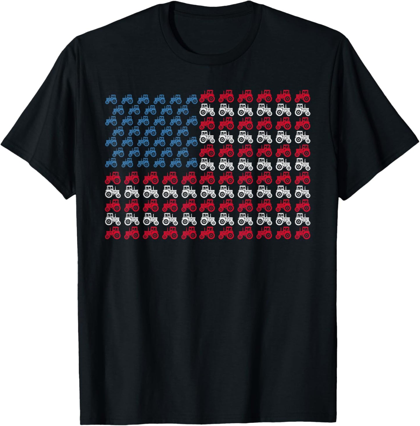 Farmer Tractors Arrange Into American Flag 4th Of July Kids Men T-Shirt - T-Shirt | Black