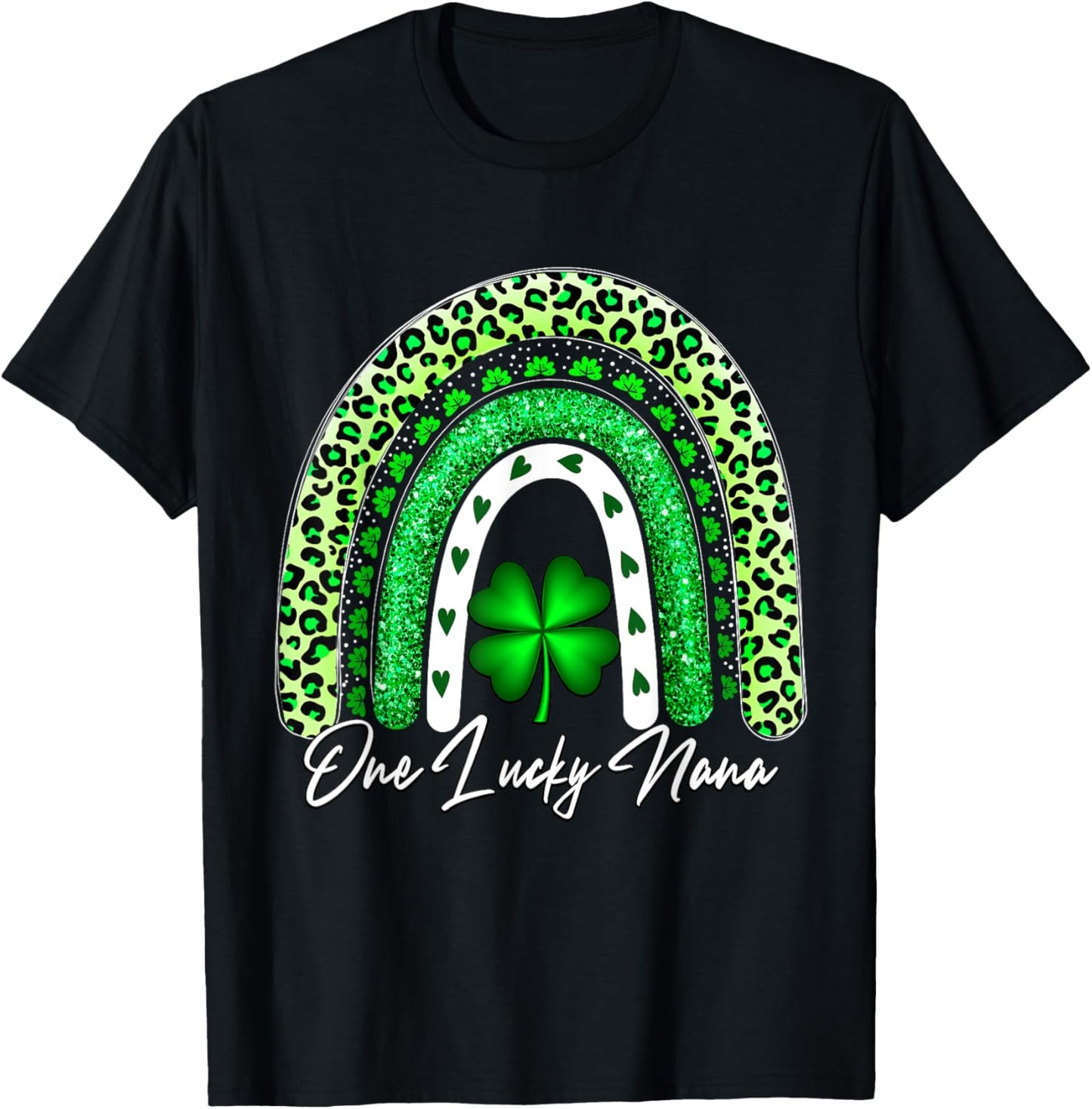 One Lucky Nana Matching Family St Patricks Day Nana T-Shirt - T-Shirt | Black