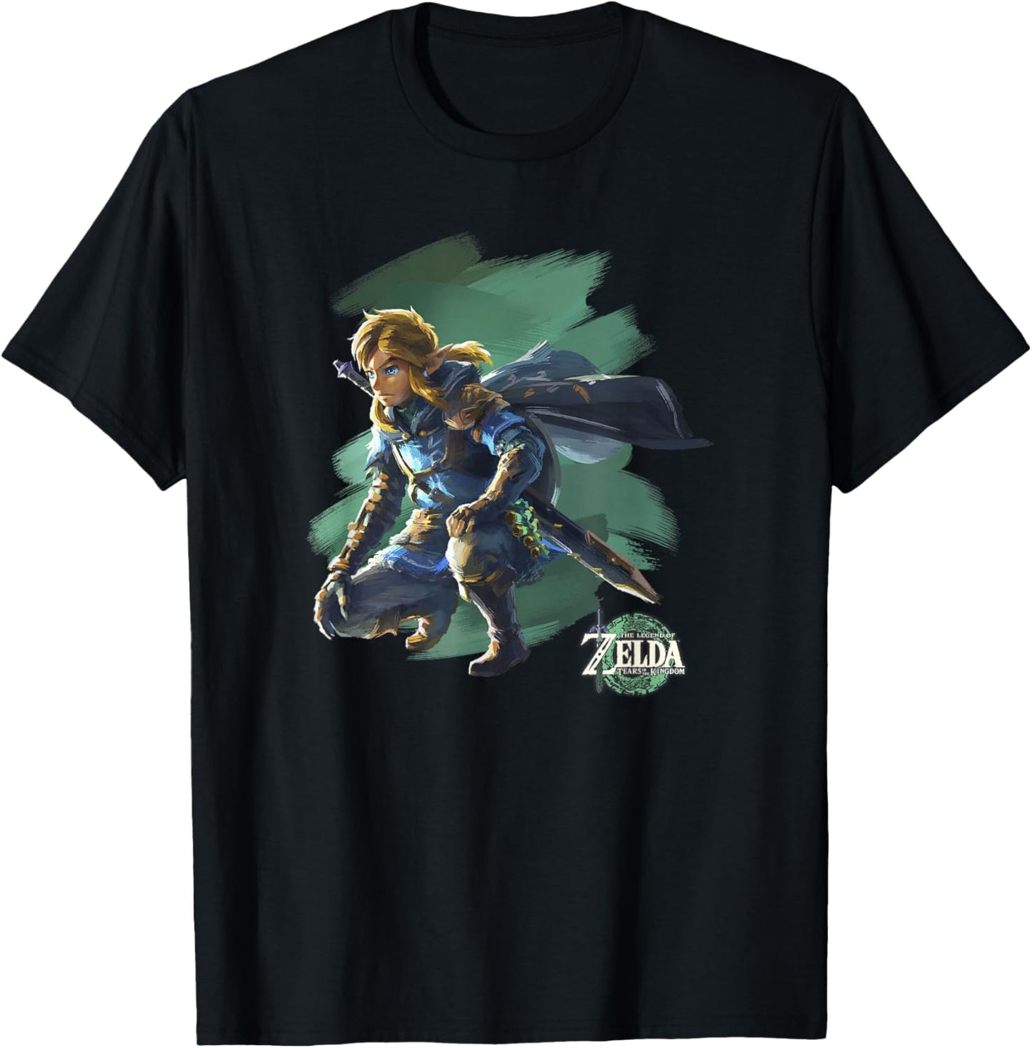The Legend of Zelda Tears of The Kingdom Crouching Link Art T-Shirt - T-Shirt | Black
