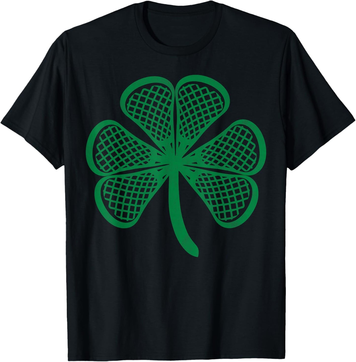 Lacrosse Sticks Shamrock Clover Irish Lucky Lax St Patrick T-Shirt - T-Shirt | Black