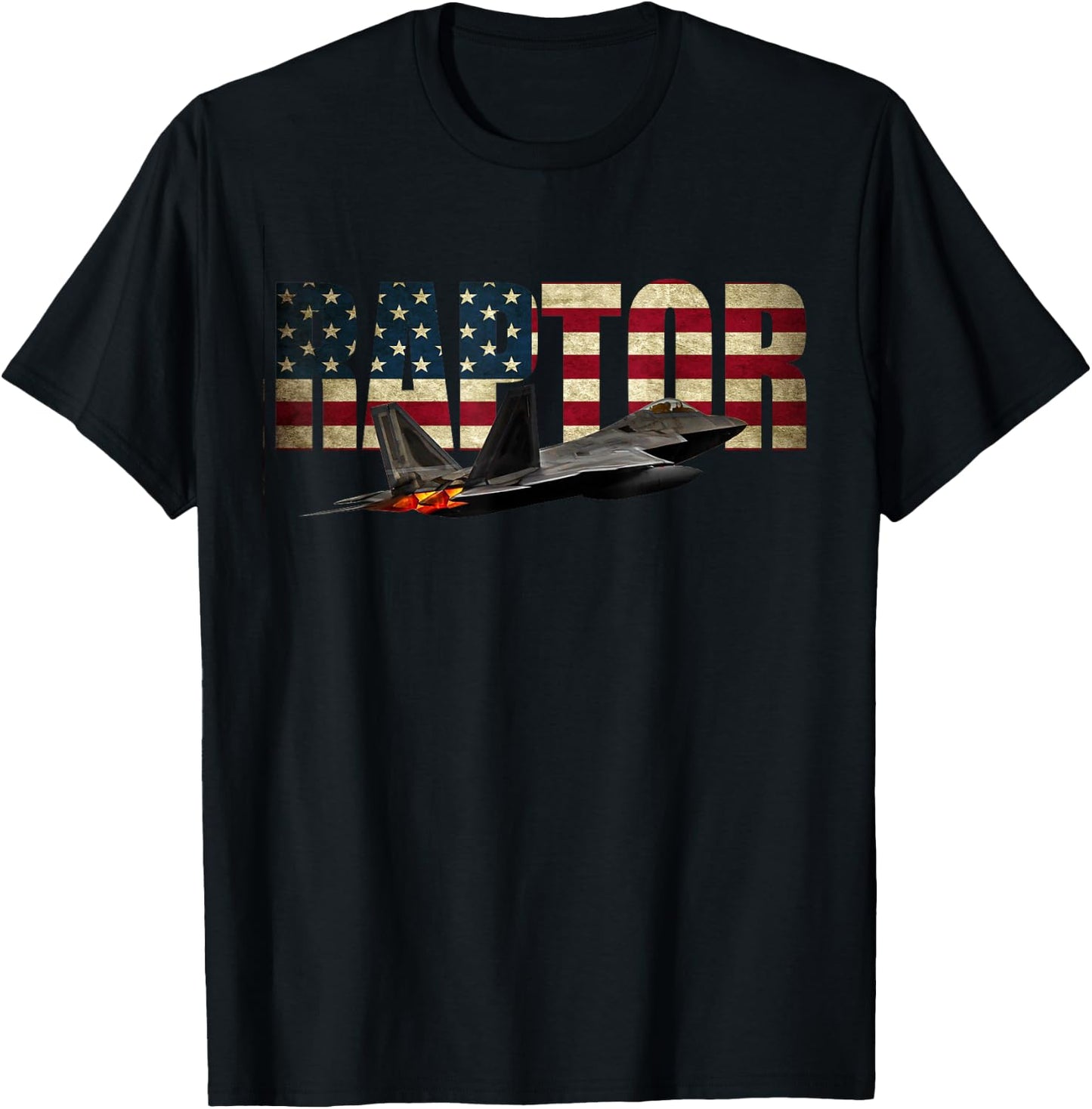 F-22 F22 Raptor Jet Fighter Plane T Shirt Us Flag Pilot T-Shirt - T-Shirt | Black