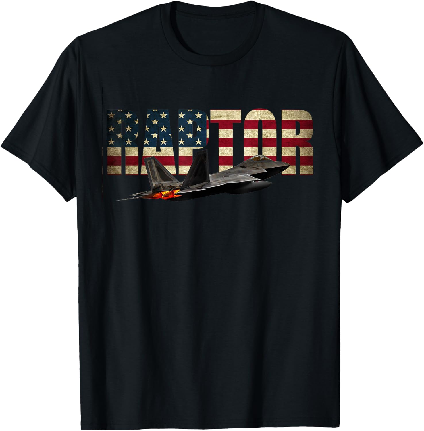 F-22 F22 Raptor Jet Fighter Plane T Shirt Us Flag Pilot T-Shirt - T-Shirt | Black
