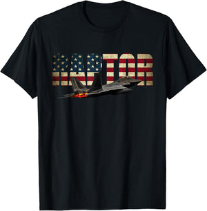 F-22 F22 Raptor Jet Fighter Plane T Shirt Us Flag Pilot T-Shirt - T-Shirt | Black
