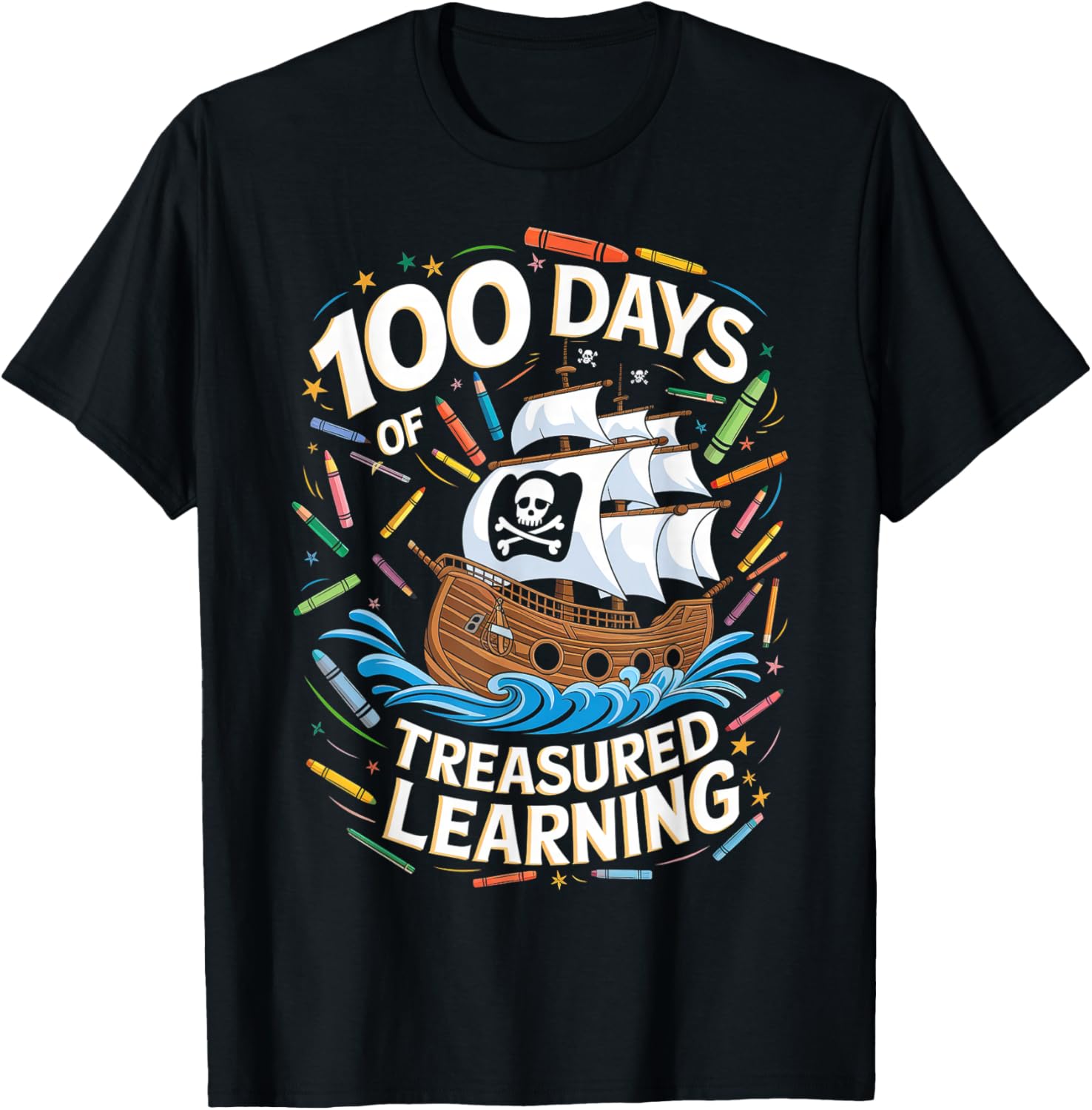 100 Days of School Boys Teacher 100th Day Pirate Outfit T-Shirt - T-Shirt | Black