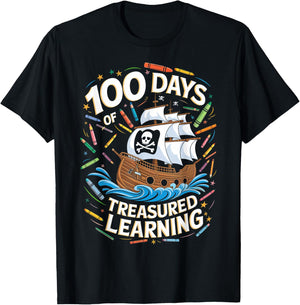 100 Days of School Boys Teacher 100th Day Pirate Outfit T-Shirt - T-Shirt | Black
