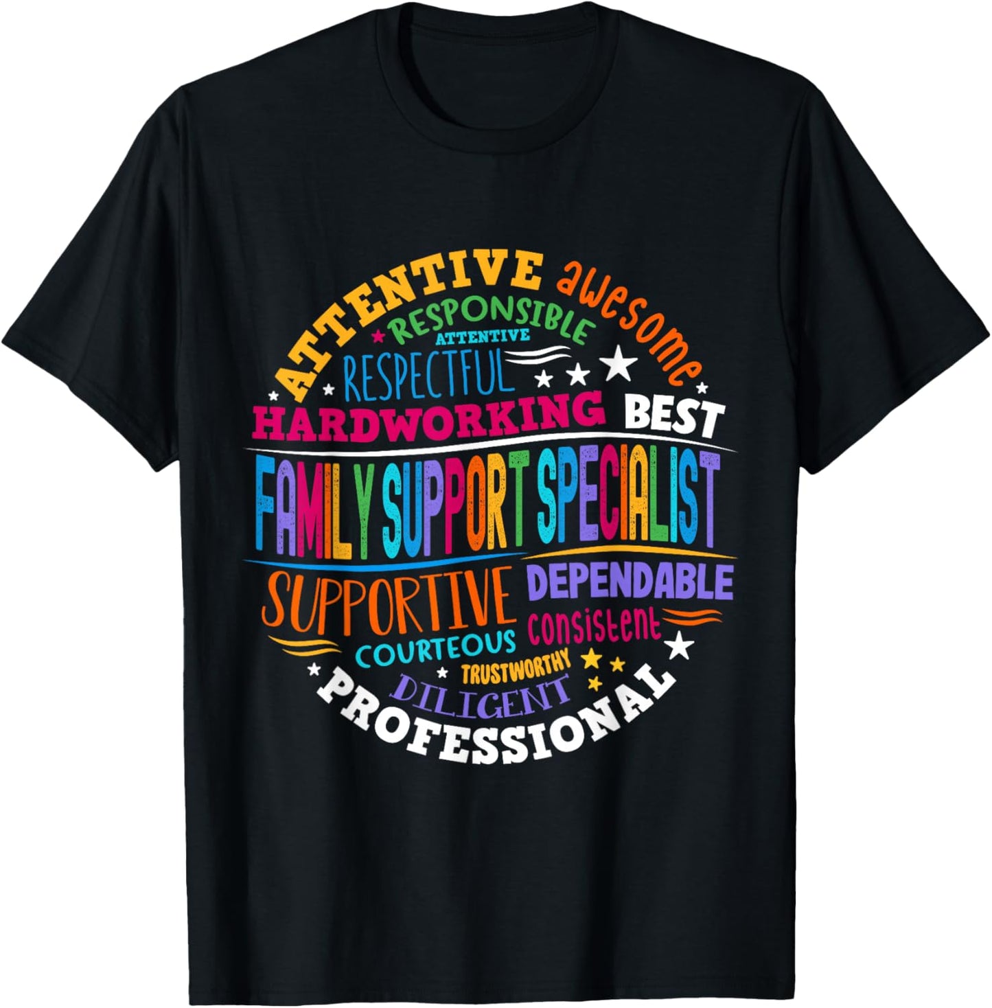 Groovy Family Support Specialists Recognition Week T-Shirt - T-Shirt | Black