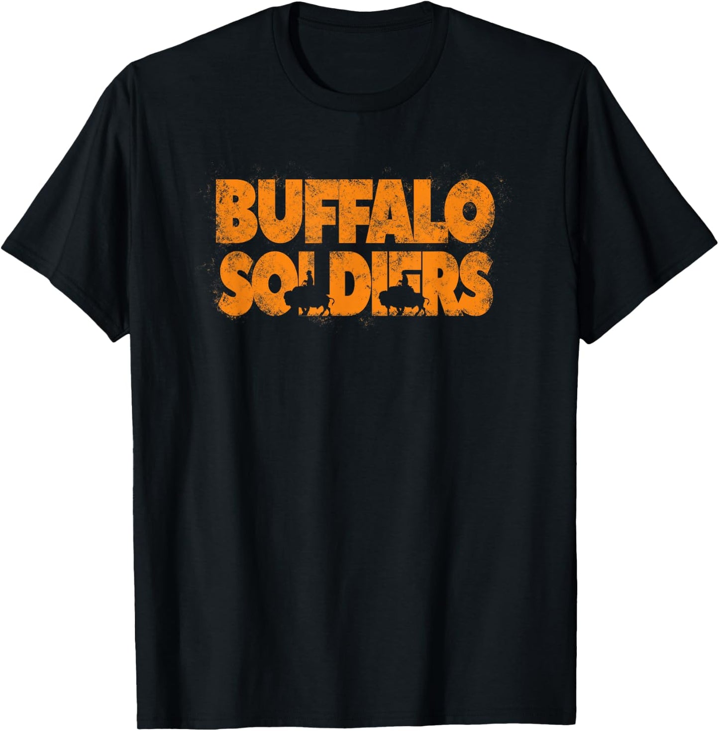 Legion Apparel Buffalo Soldier - Men's Black Modern Grunge African American History Themed Casual - Small - Crew Collar - Short Sleeve T-Shirt - T-Shirt | Black