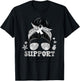 Groovy Support Squad Messy Bun Lung Cancer Awareness T-Shirt - T-Shirt | Black