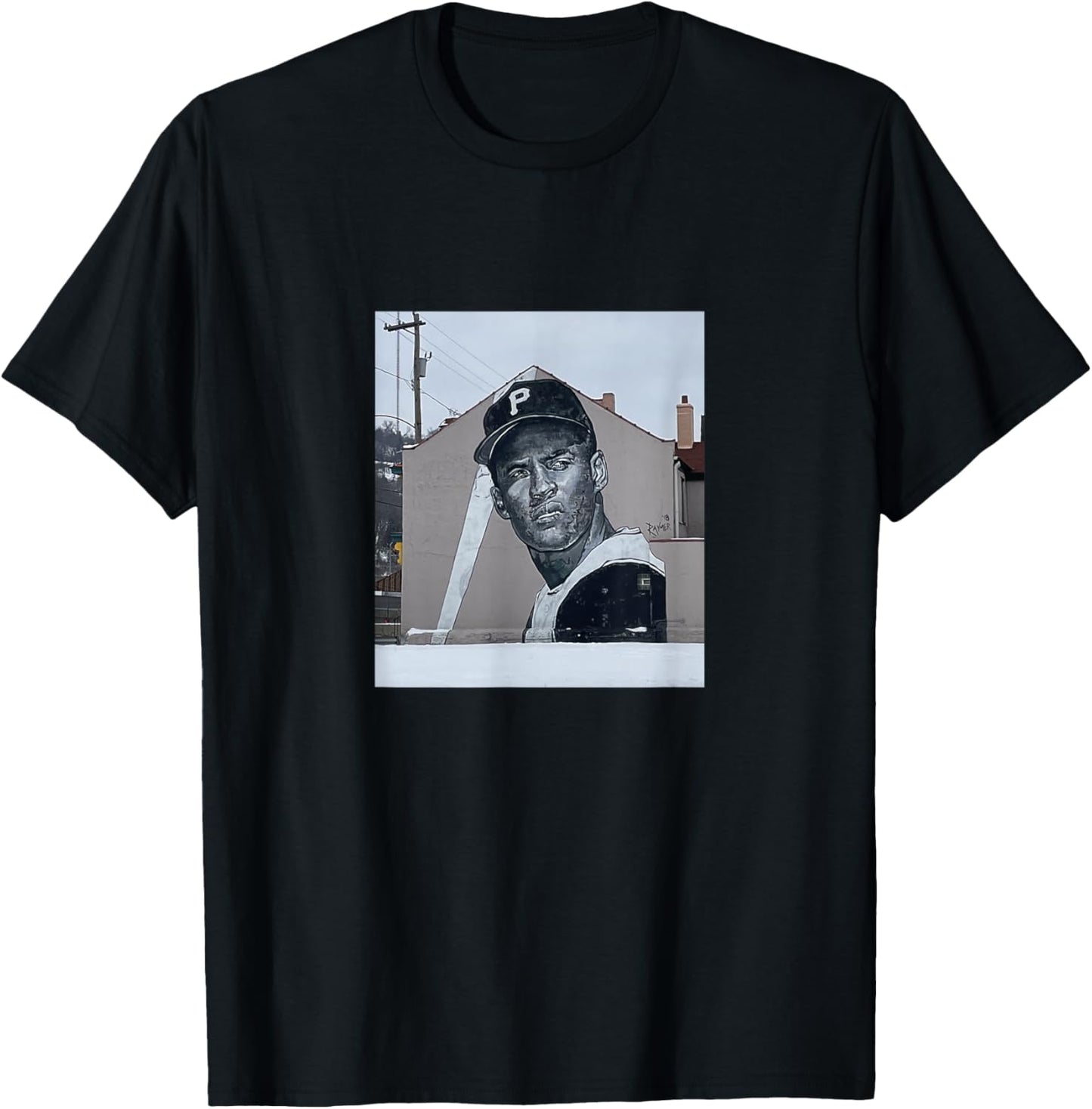 Roberto Baseball Clemente Player Puerto Rican PA Street Art T-Shirt - T-Shirt | Black
