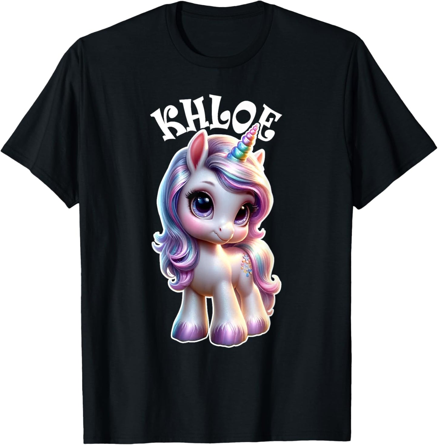 Khloe Cute Unicorn Design for Girls Name Khloe T-Shirt - T-Shirt | Black