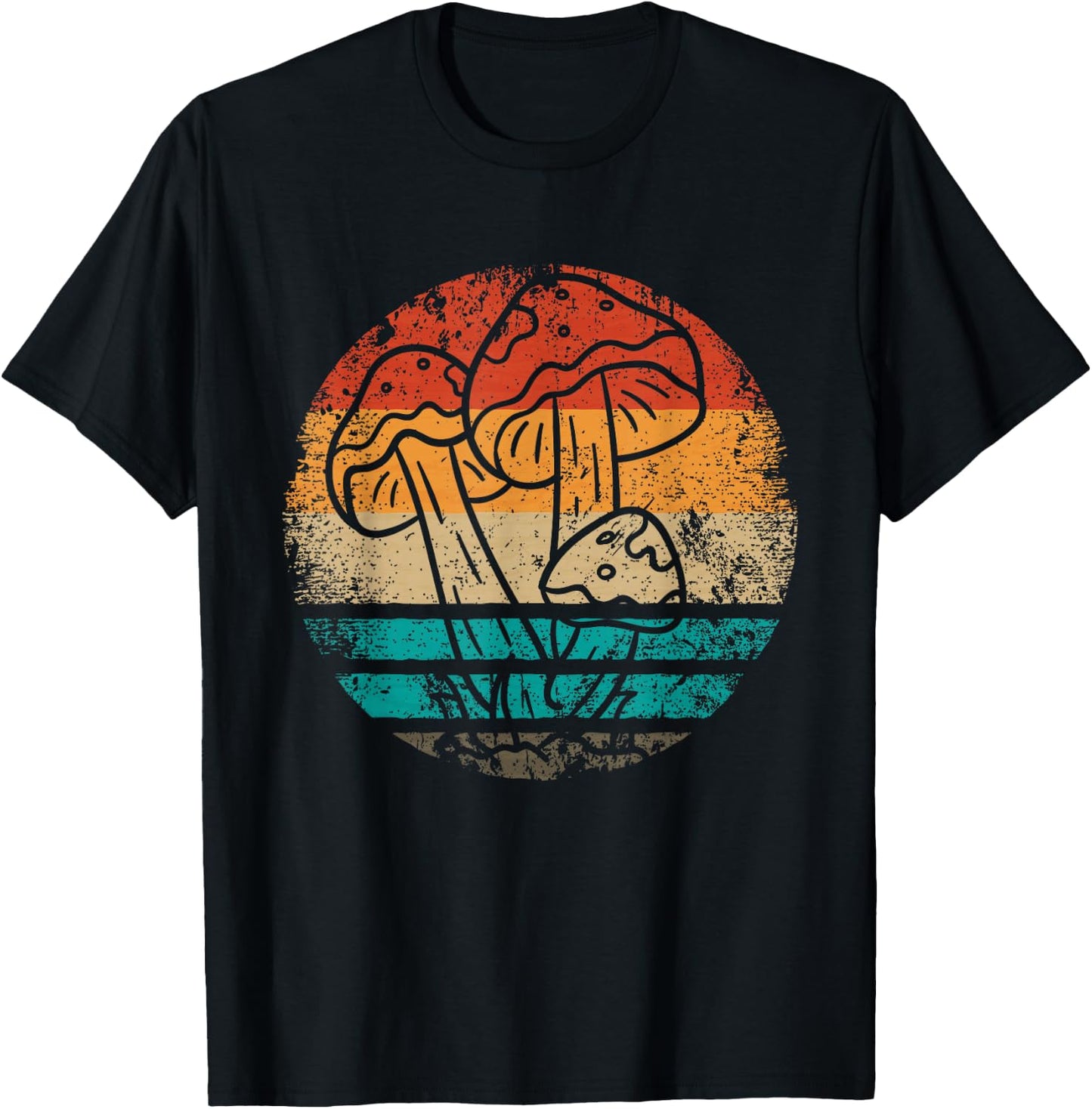 Vintage Mushroom Hunter Foraging - Forager Retro Mushroom T-Shirt - T-Shirt | Black