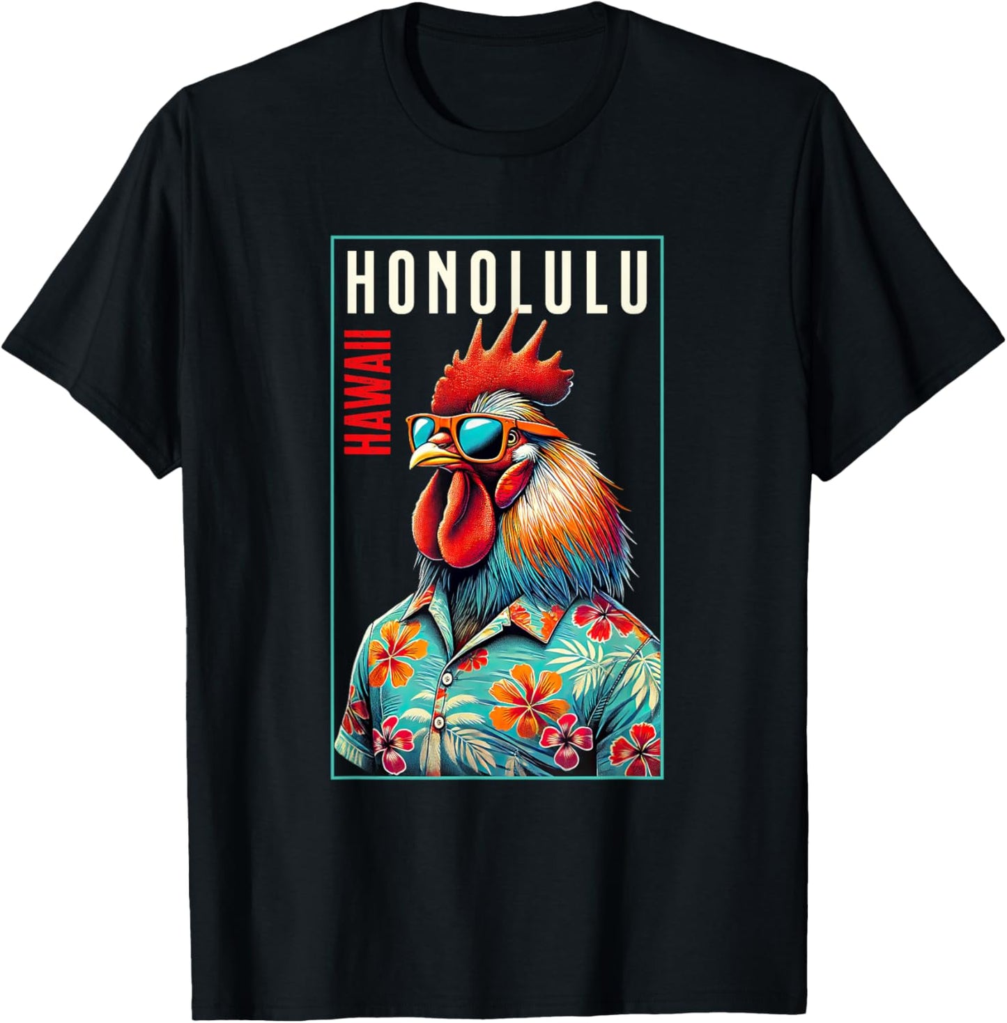 Honolulu Hawaii Beach Chicken Rooster Lover Men Women Girls Kids T-Shirt - T-Shirt | Black