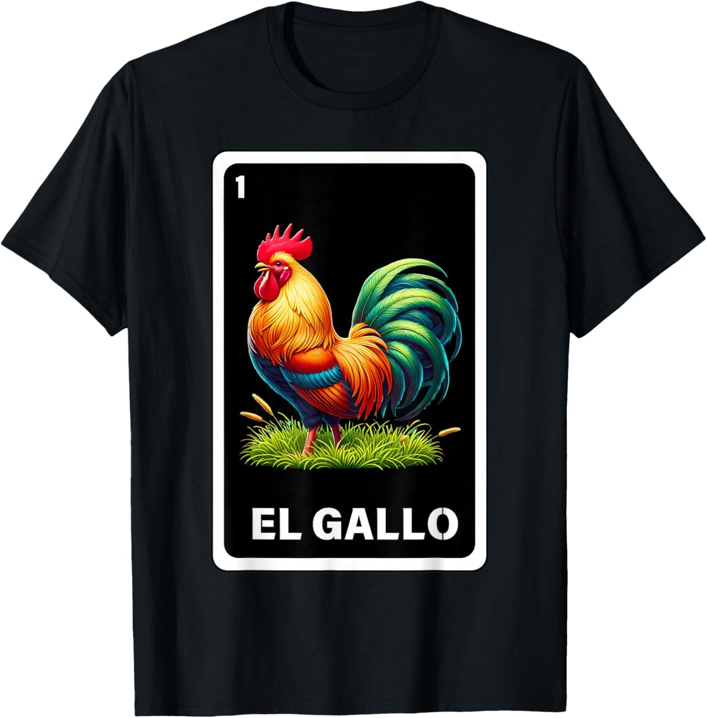 El Gallo Mexican Lottery Bingo Game Traditional Rooster Card T-Shirt - T-Shirt | Black
