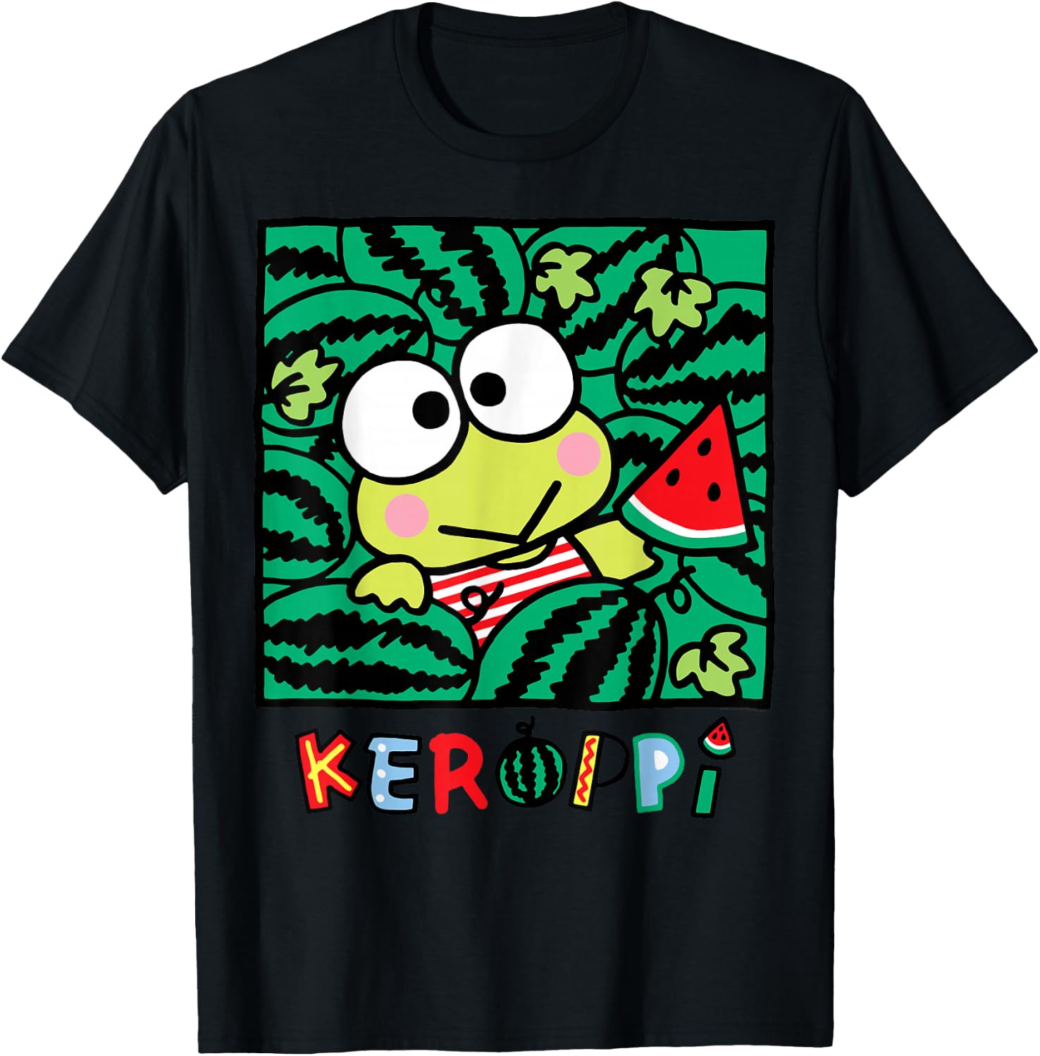 Keroppi Watermelon Summer Fun T-Shirt - T-Shirt | Black