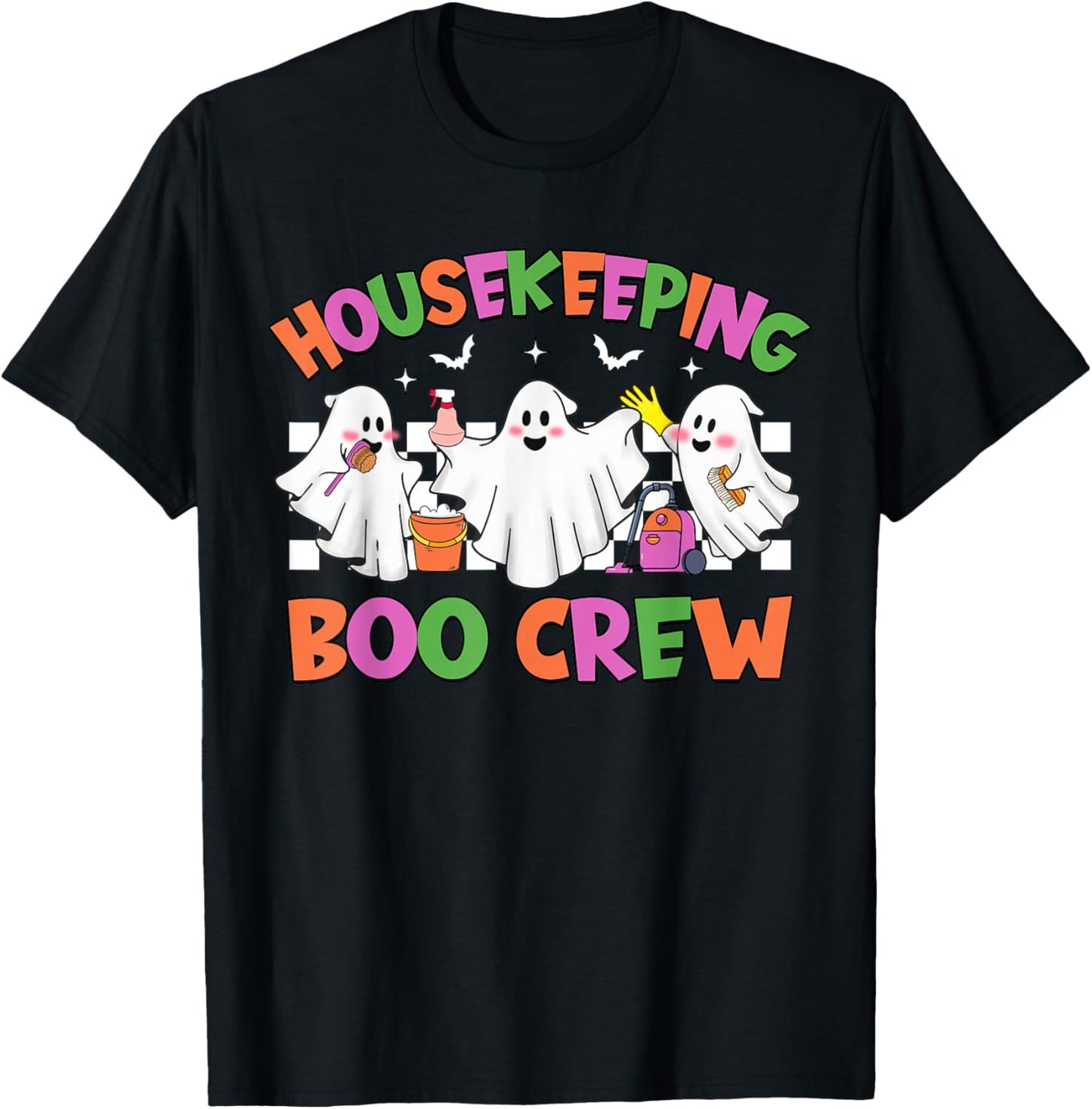 Retro Housekeeping Boo Crew Housekeeper Halloween Costumes T-Shirt - T-Shirt | Black