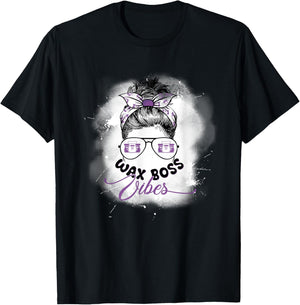 Waxing Wax Specialist Cute Messy Bun Wax Boss Vibes T-Shirt - T-Shirt | Black