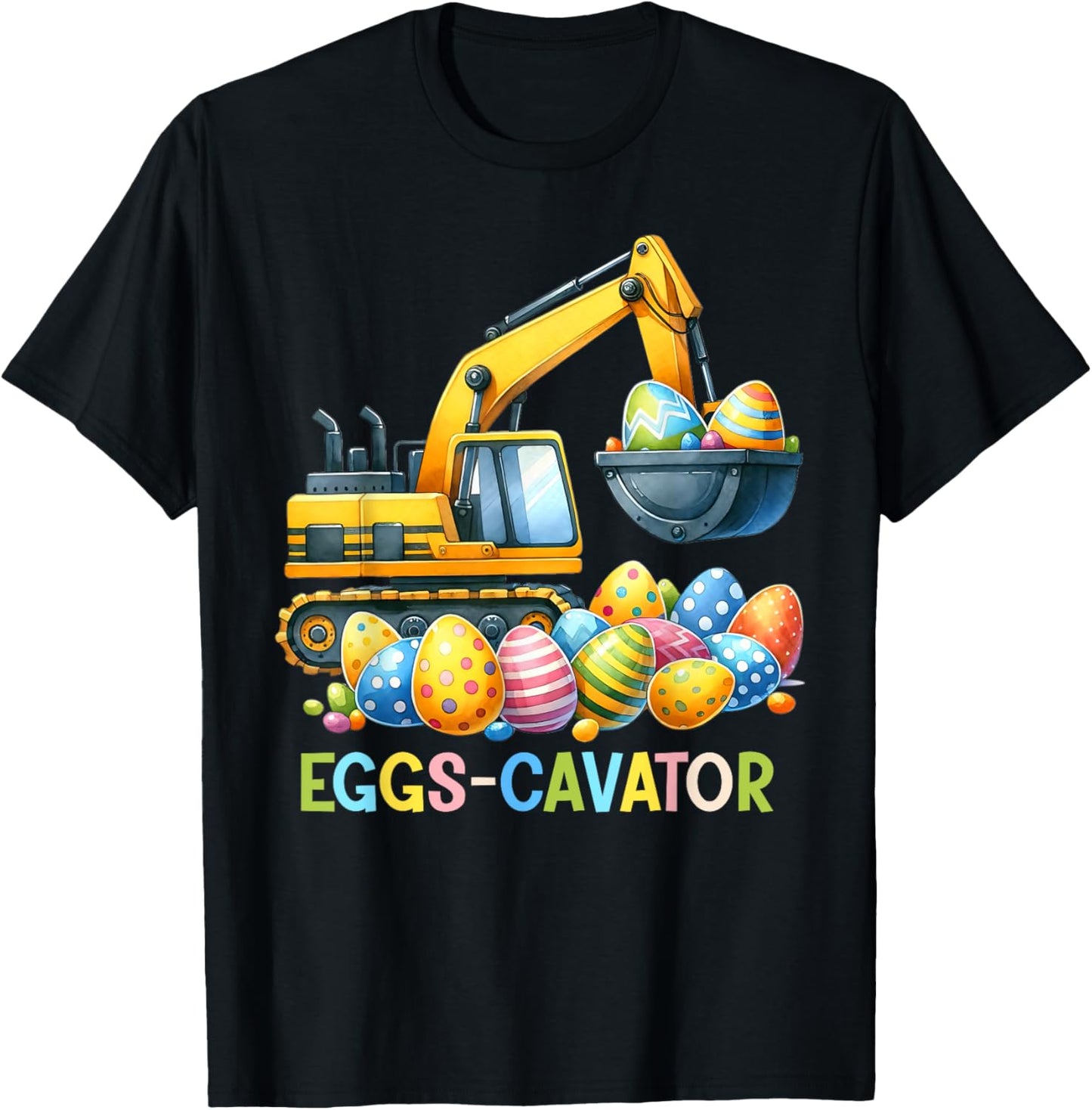 Eggscavator Easter Egg Hunt Construction Trucks Toddler Boys T-Shirt - T-Shirt | Black