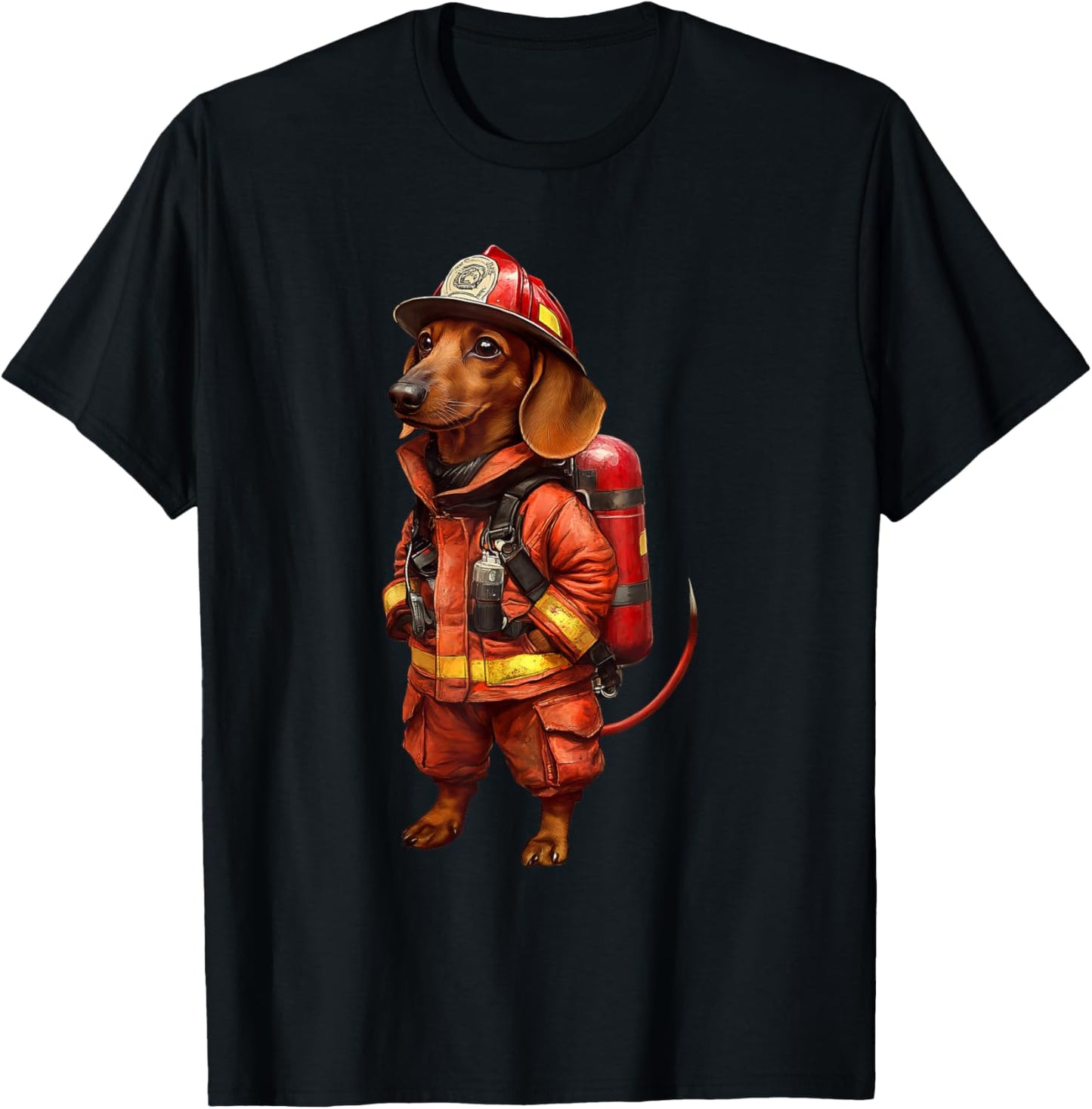 Dachshund Firefighter T-Shirt - T-Shirt | Black