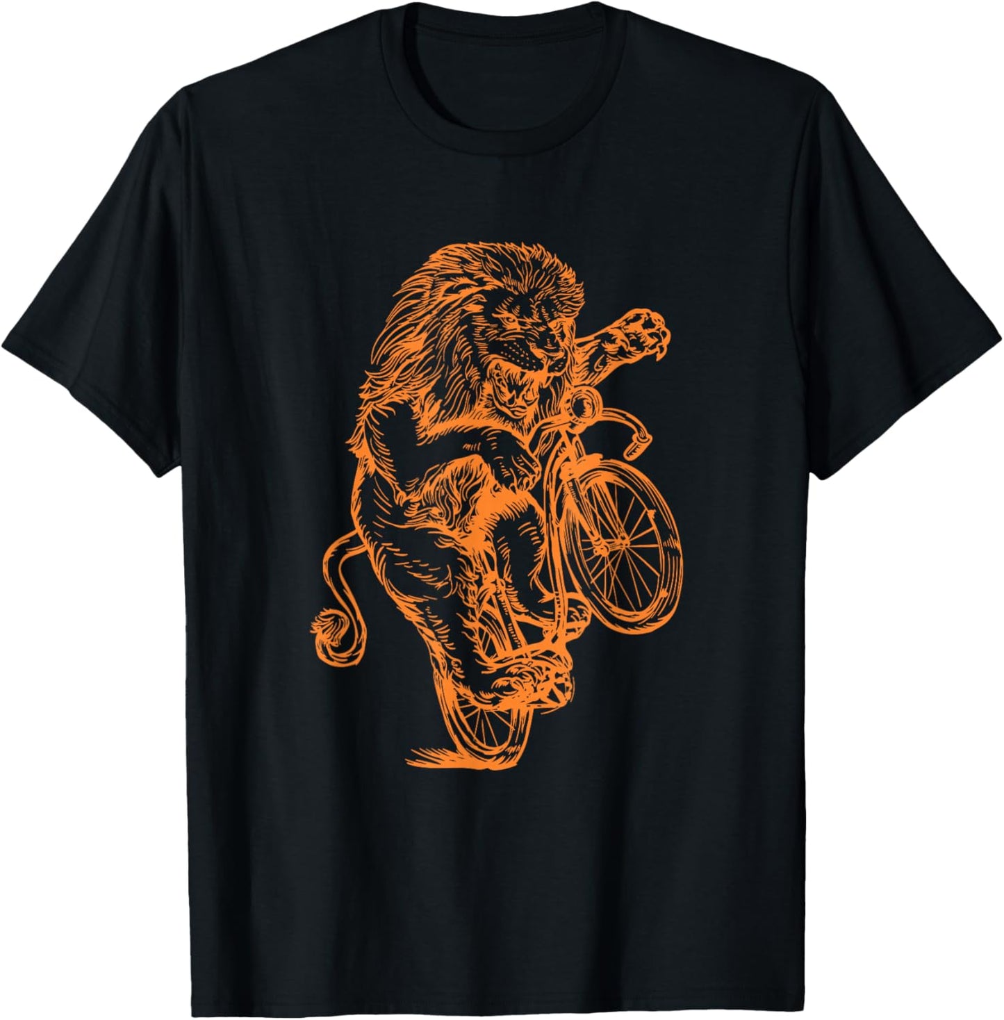 Lion Cycling Bicycle Animal Bicycling Riding Biking Bike T-Shirt - T-Shirt | Black