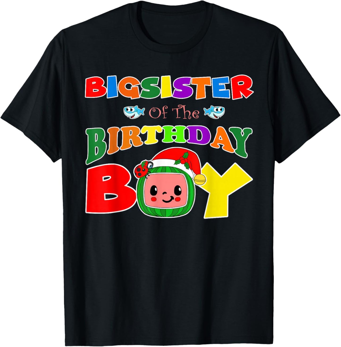 Big Sister Of The Birthday Boy Funny Melon Family Matching T-Shirt - T-Shirt | Black