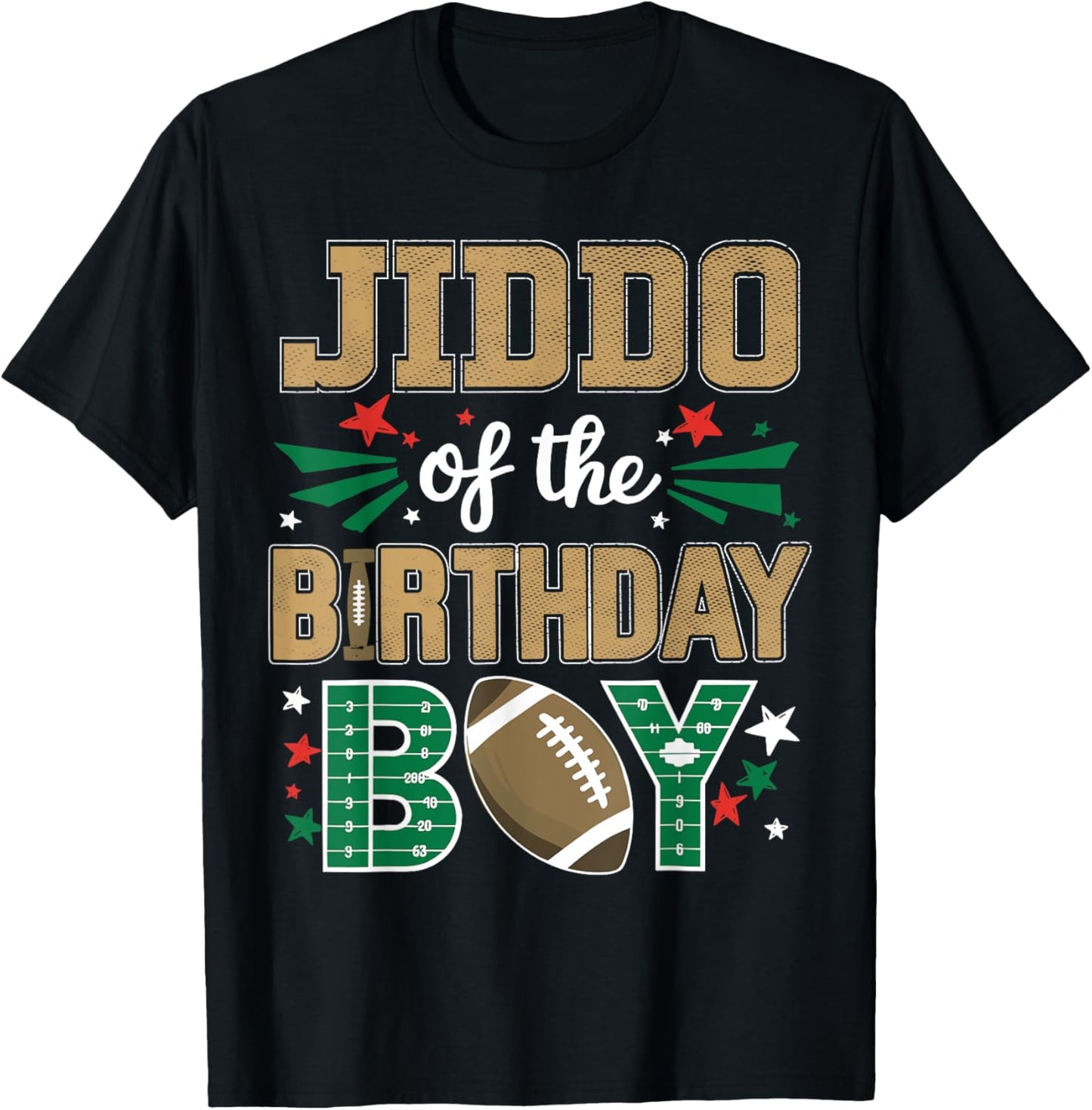 Jiddo of the Birthday Boy Football Family Bday Party Grandpa T-Shirt - T-Shirt | Black
