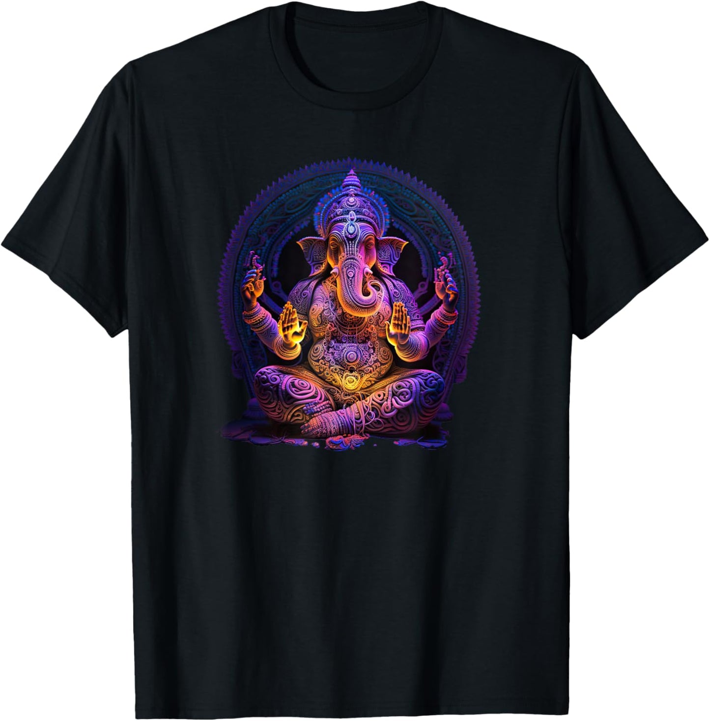 Ganesh Elephant Hindu Yoga Spiritual Meditation T-Shirt - T-Shirt | Black