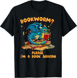 Bookworm Please I'm A Book Dragon Funny Books Lover Gifts T-Shirt - T-Shirt | Black