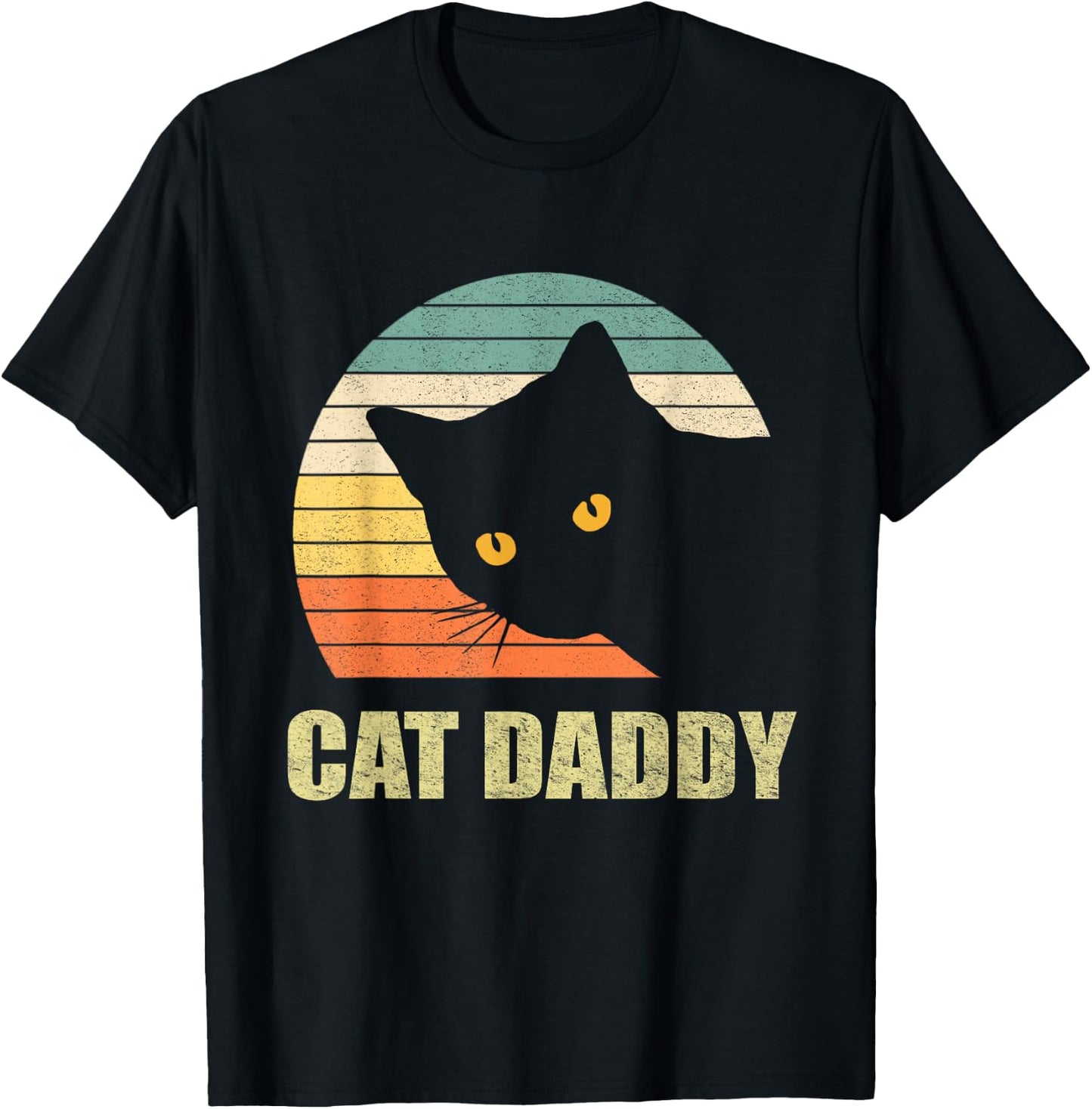 Cat Daddy Vintage Eighties Style Cat Retro Distressed T-Shirt - T-Shirt | Black