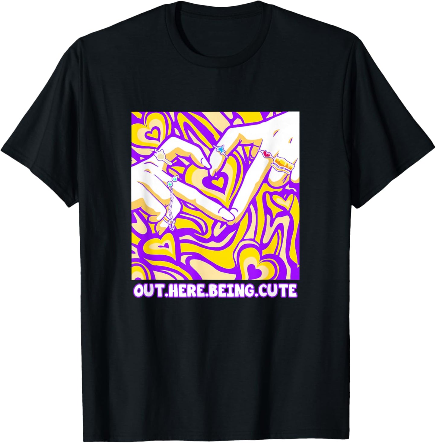 Purple and Golds Out Here Being Cute-gold & Purple T-Shirt - T-Shirt | Black
