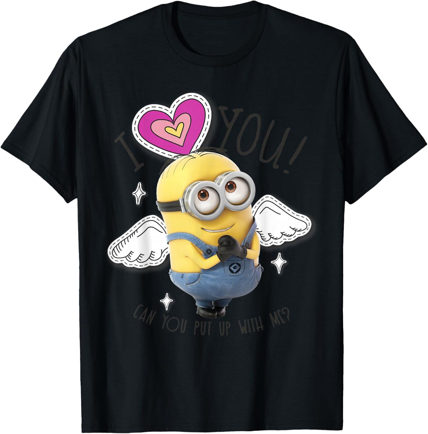 Despicable Me Minions I Love You Angel Wings T-Shirt - T-Shirt | Black