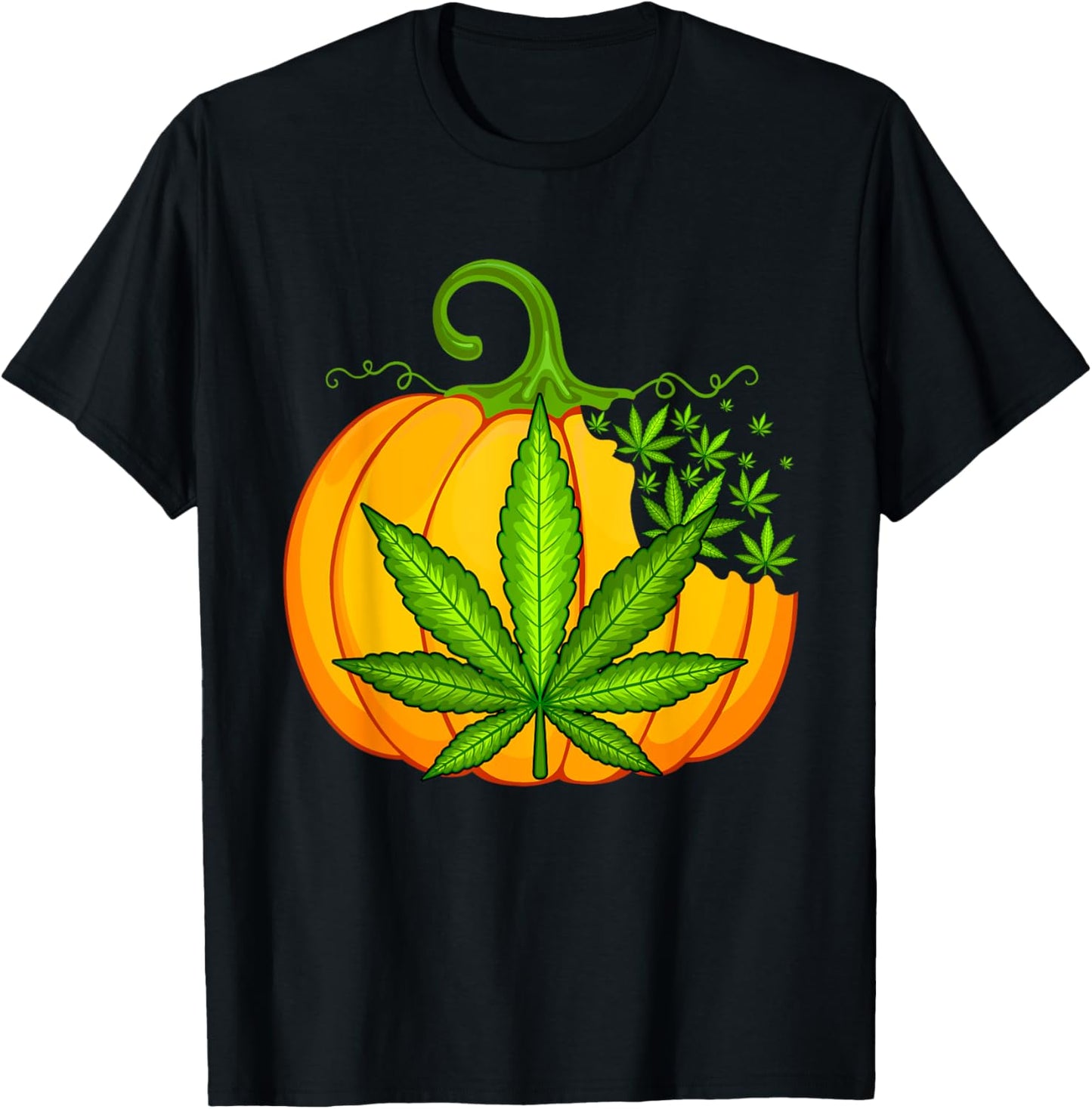 Funny Thanksgiving Halloween Weed Marijuana Pumpkin T-Shirt - T-Shirt | Black