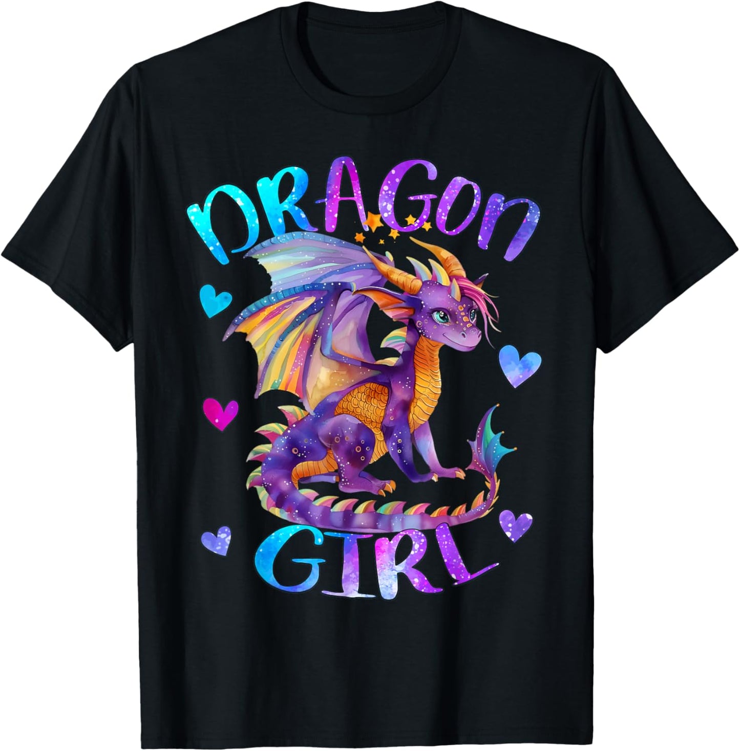 Dragon Girl Rainbow Dragon Just a girl Who Loves Dragons T-Shirt - T-Shirt | Black