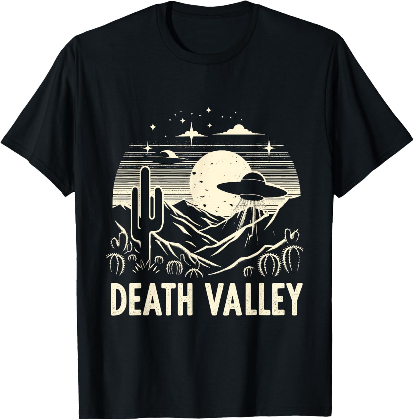 Death Valley National Park Souvenir Desert UFO Cactus T-Shirt - T-Shirt | Black