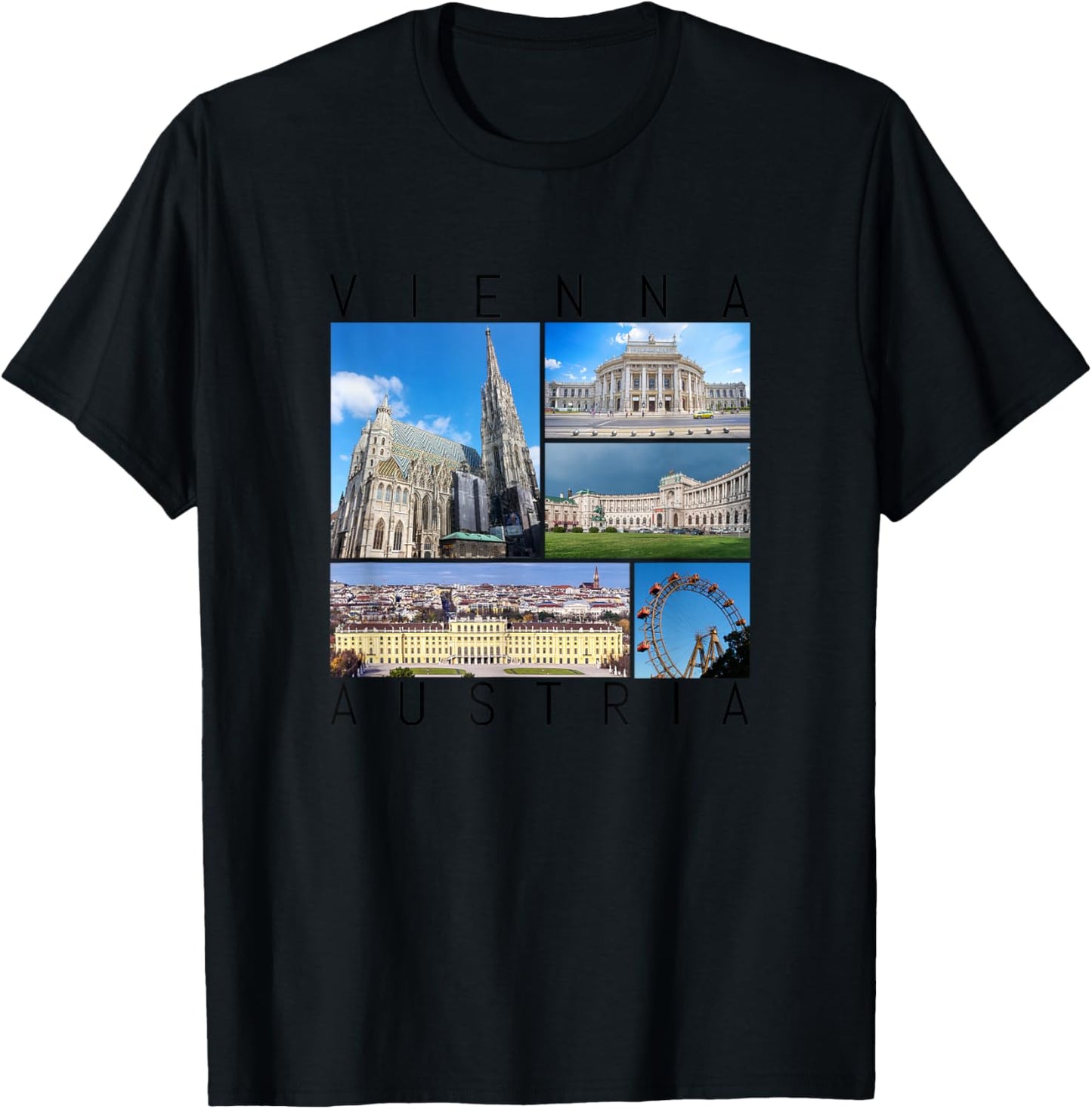 Wien Österreich berühmte Sehenswürdigkeiten Galerie Souvenir T-Shirt - T-Shirt | Black