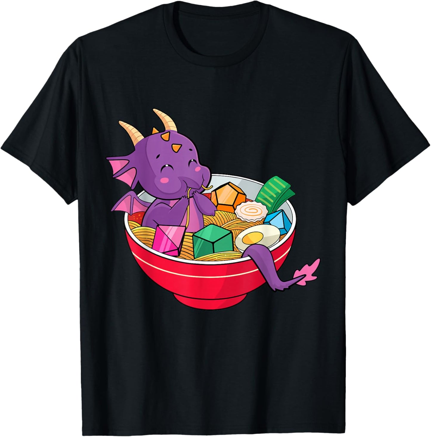 Dragon In Ramen Bowl D20 Dice RPG TTRPG Nerdy Gamer Women T-Shirt - T-Shirt | Black