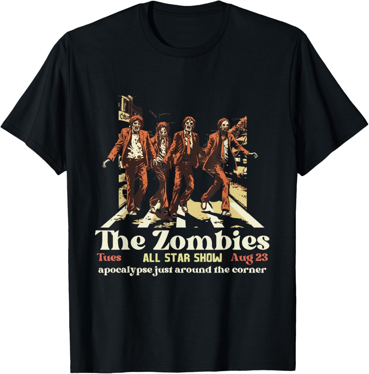 Retro The Zombies Band Concert Poster Abbey Road Show T-Shirt - T-Shirt | Black