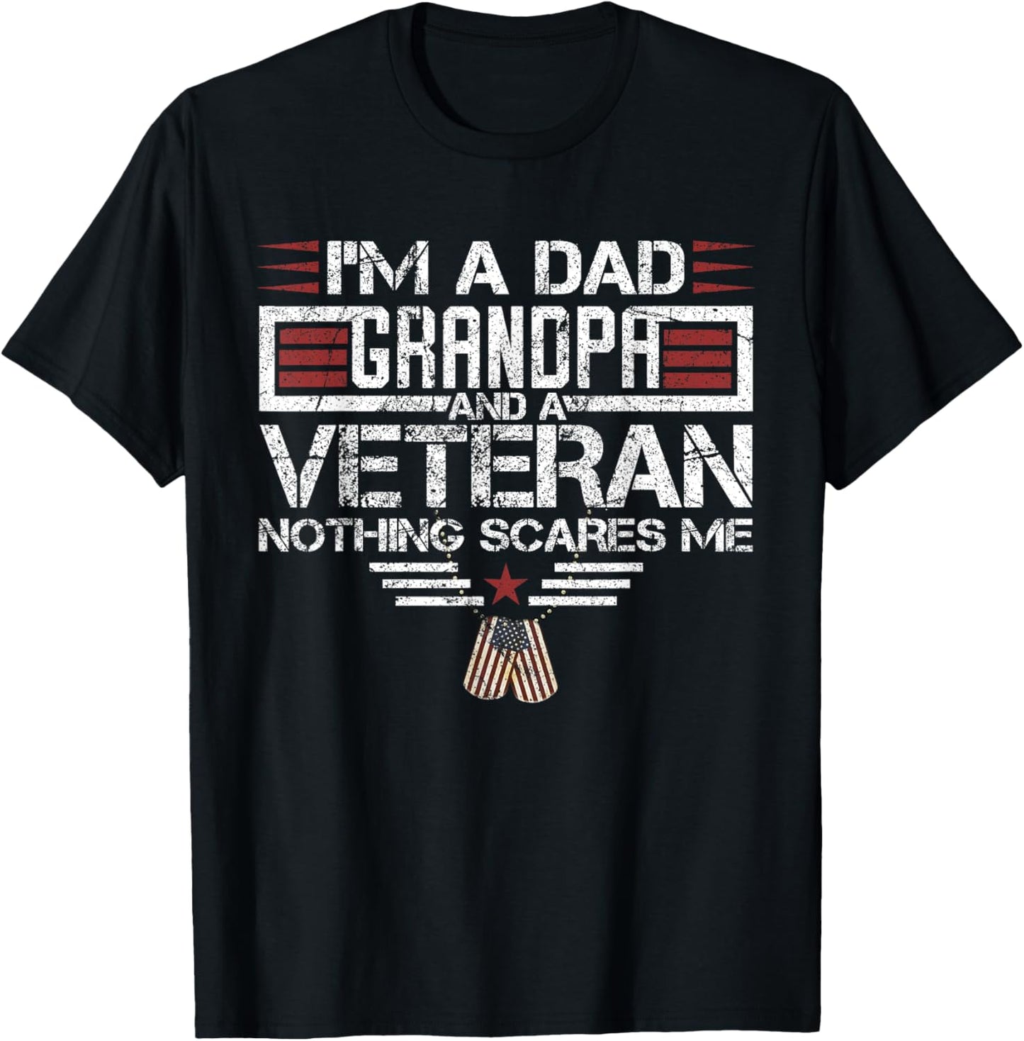 I'm A Dad Grandpa And Veteran Funny Retro Papa Grandpa Gifts T-Shirt - T-Shirt | Black