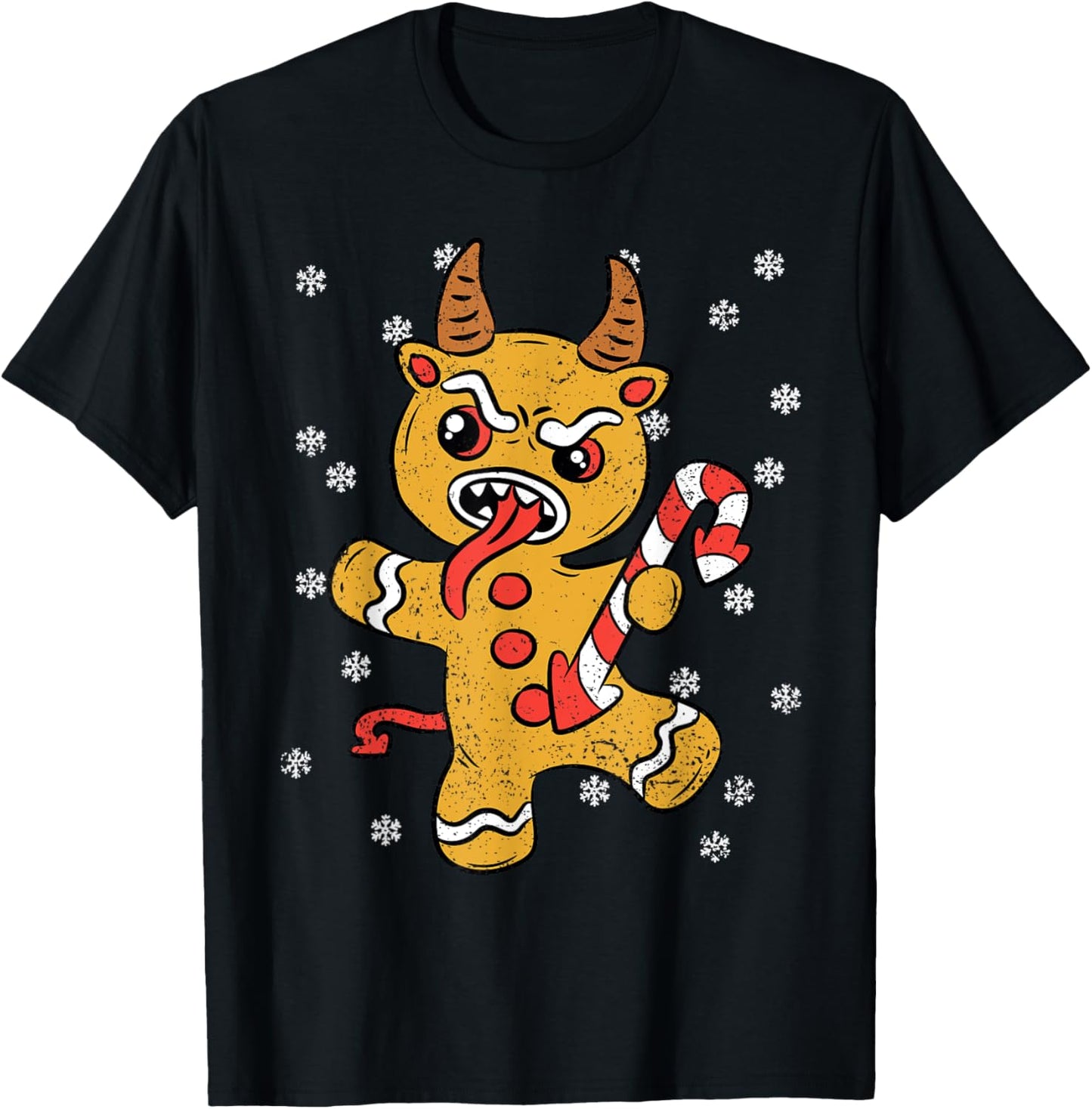 Gingerbread Man Krampus Christmas Pajama X-mas Candy Cane T-Shirt - T-Shirt | Black
