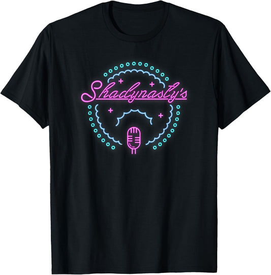 Shadynasty Jazz Club Sign, afro singer with retro microphone T-Shirt - T-Shirt | Black