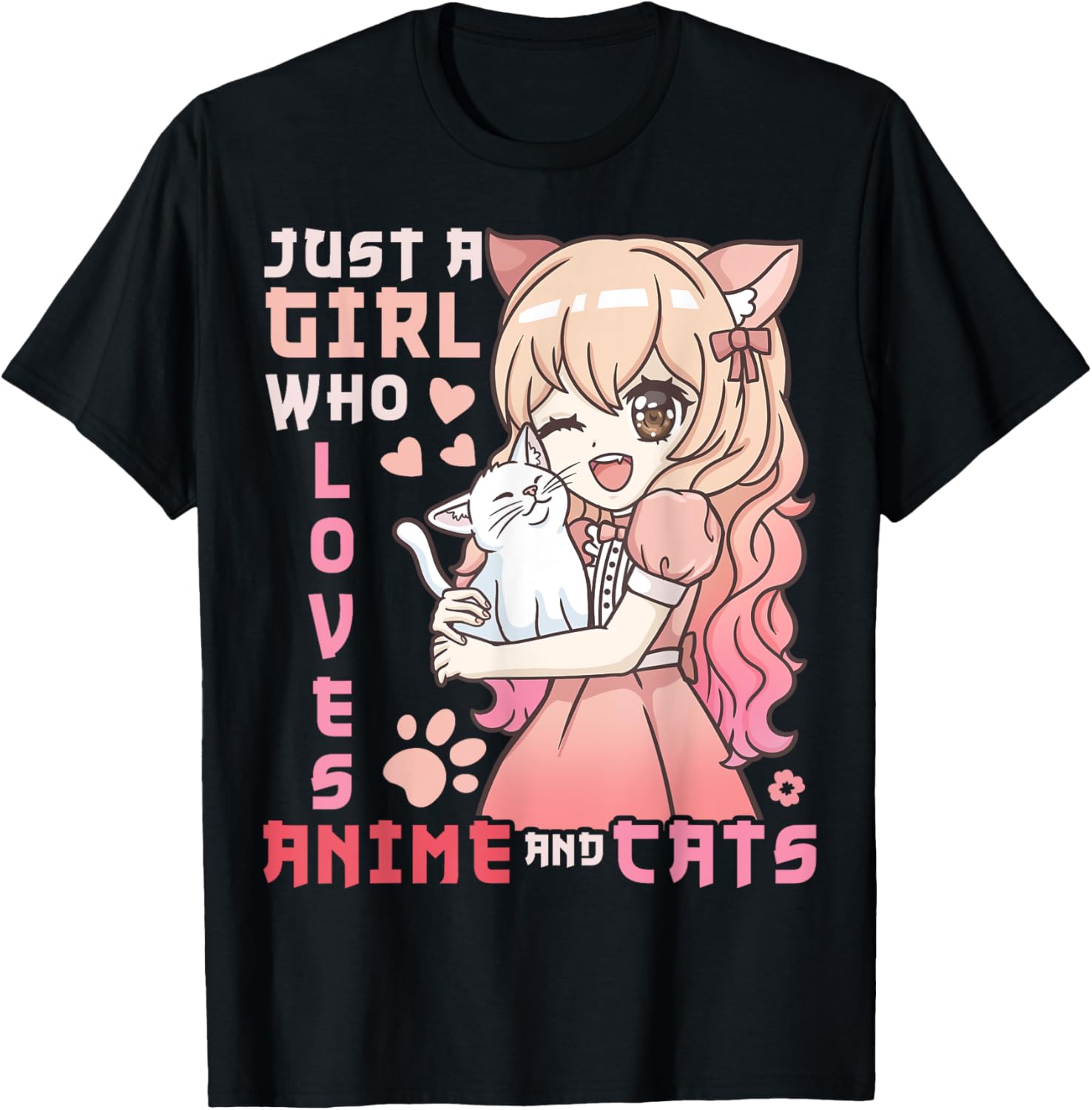 Anime Cats Cat Just a Girl Who Loves Anime and Cats T-Shirt - T-Shirt | Black