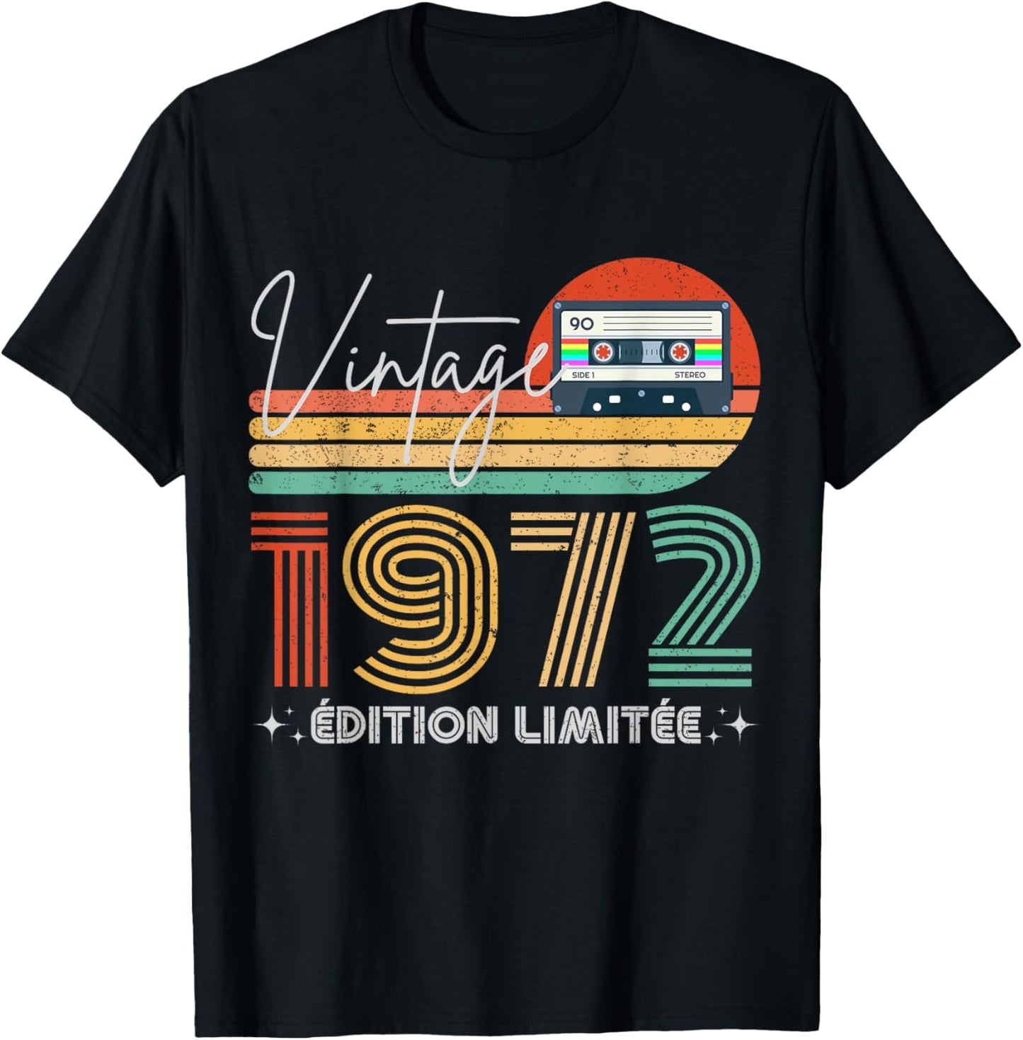 Vintage 1972 Limited Edition Gift Birth Year 1972 , Black, S T-Shirt - T-Shirt | Black