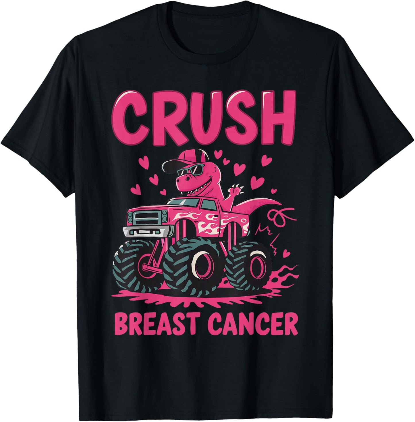 Crush Breast Cancer Awareness Monster Truck Pink Toddler Boy T-Shirt - T-Shirt | Black